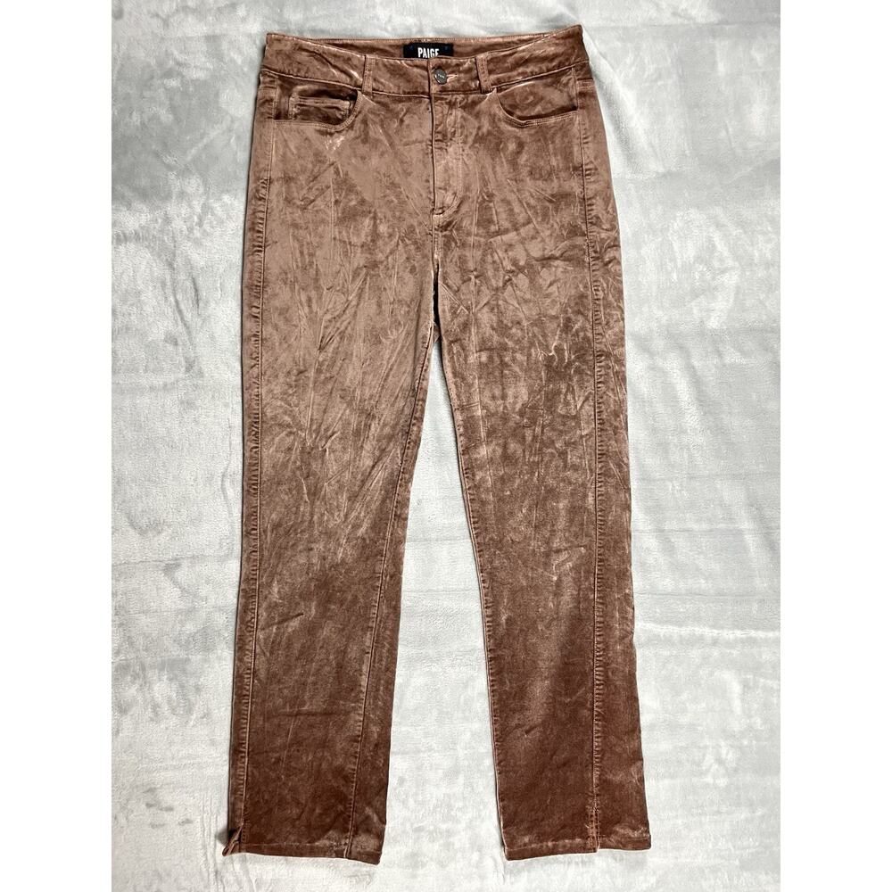 Paige Womens 27 Crushed Velvet Cindy Straight Jeans Bohemian Grunge MSRP $229